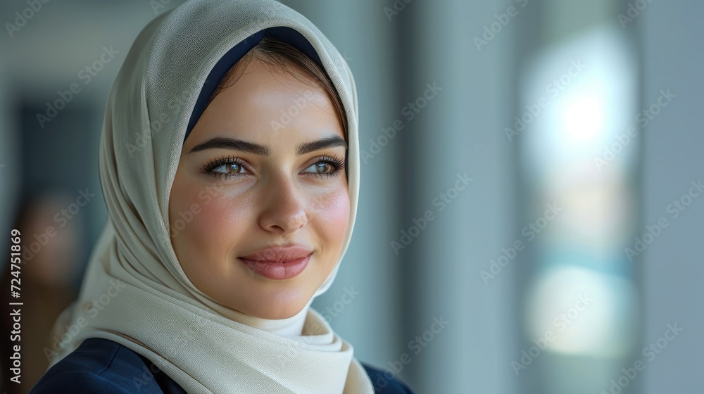 Successful Arab Businesswoman, Executive and happy with career, Vision with Islamic company. Generative AI. Successful Arab Businesswoman, Executive and happy with career, Vision with Islamic company. Generative AI.