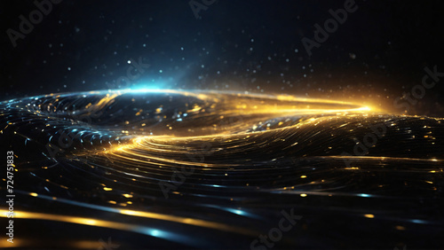 Futuristic technology wave with glowing particles. 3d render abstract background