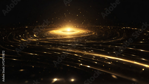 black and golden spiral, futuristic data flow abstract background