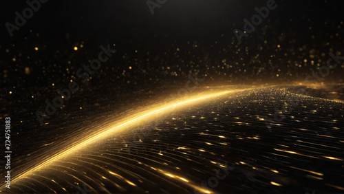golden technology abstract background with glowing particles
