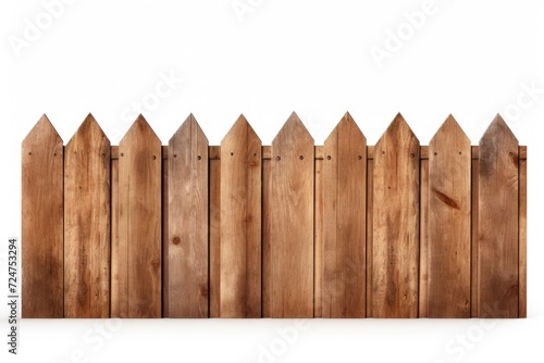 A detailed view of a wooden fence against a white background. This image can be used for various purposes