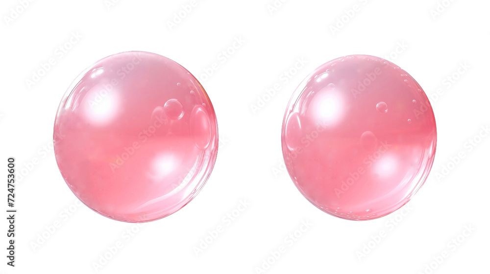 Pink bubbles isolated on a transparent background