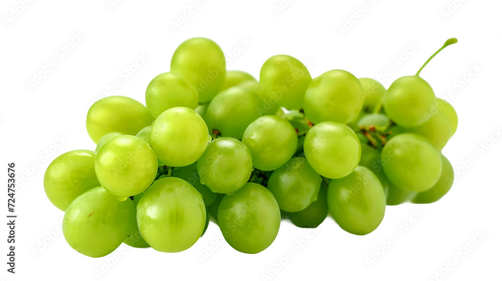 bunch of green grapes isolated on transparent background