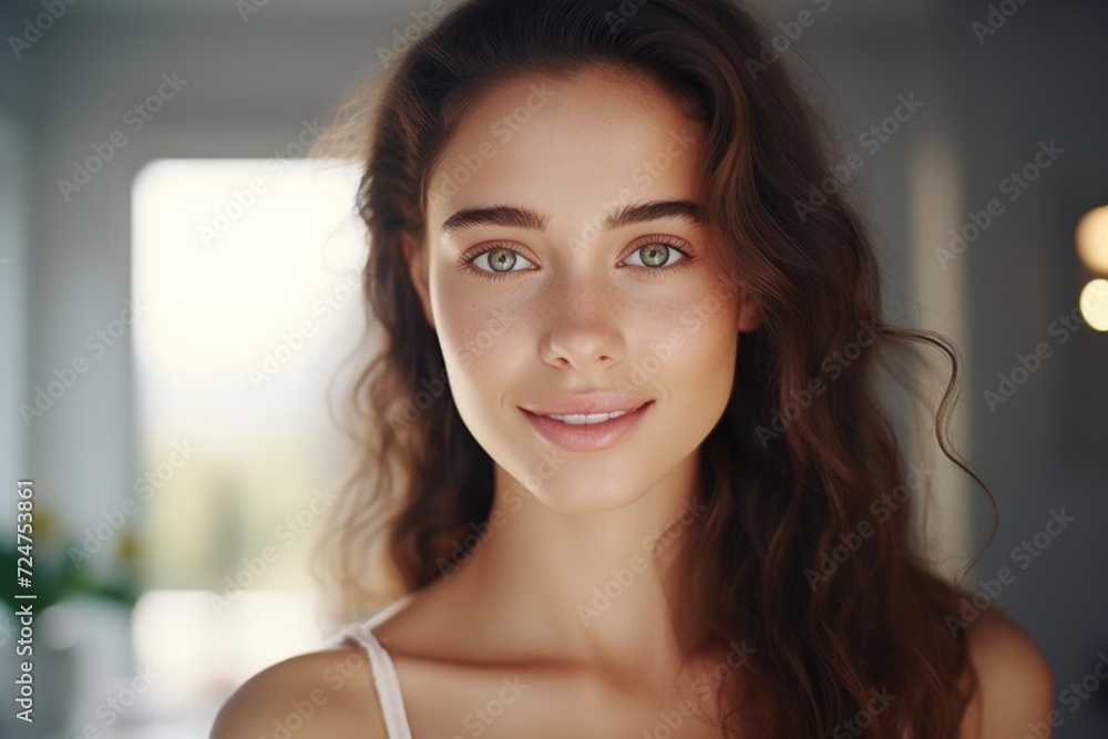 A stunning young woman with flowing brown hair. Perfect for fashion, beauty, and lifestyle projects A stunning young woman with flowing brown hair. Perfect for fashion, beauty, and lifestyle projects