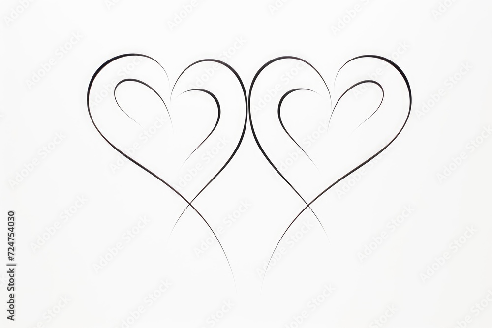 Two heart shapes depicted in a simple drawing on a white background. Suitable for various romantic and love-related themes