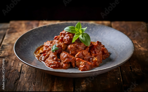 Capture the essence of Rendang in a mouthwatering food photography shot