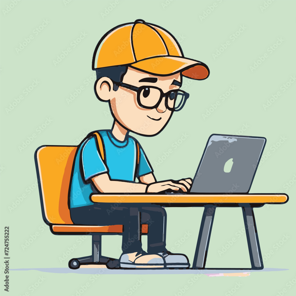 vector of people working with computer, element design