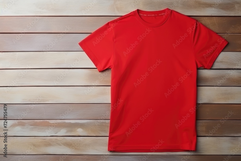 Red t-shirt on the desk mockup, happy Chinese New Year Red t-shirt on the desk mockup, happy Chinese New Year