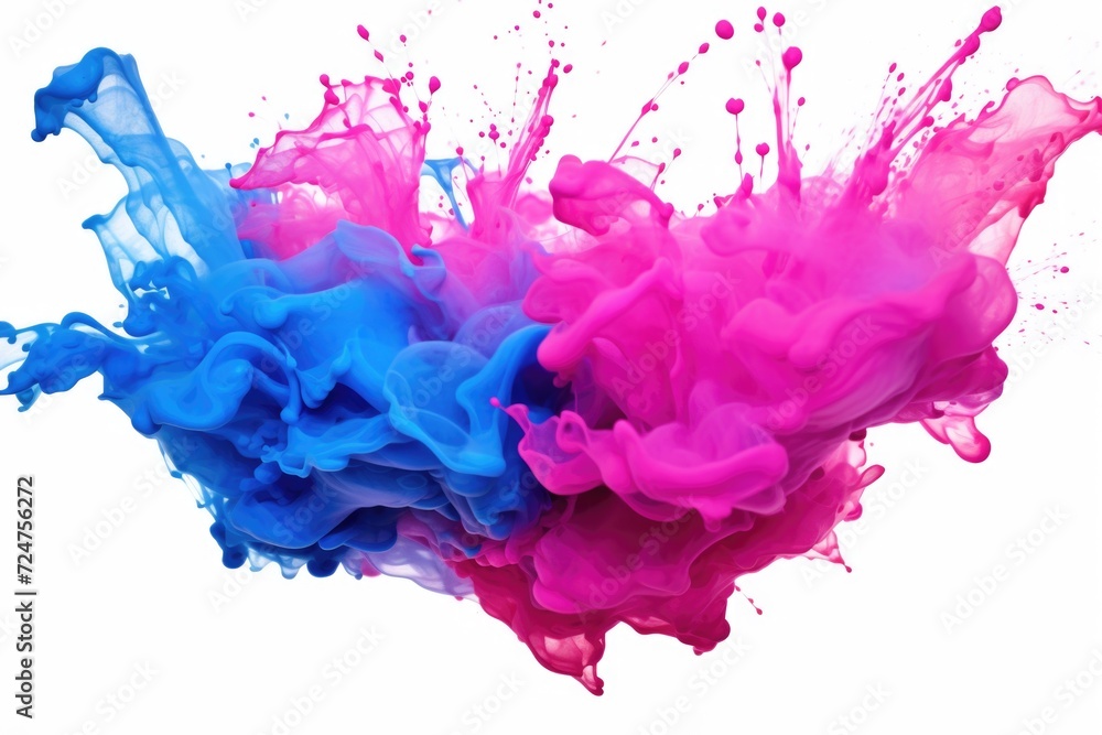 A close-up view of a vibrant pink and blue liquid. This image can be used to represent a variety of concepts, such as creativity, imagination, innovation, and modern technology