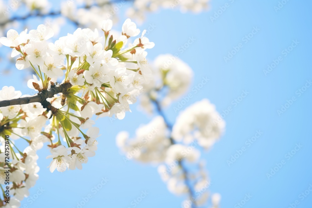 white cherry blossoms against a clear blue sky white cherry blossoms against a clear blue sky