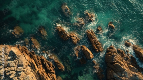 A View Of The Ocean From A Bird'S Eye View, Aestheticism, Panoramic Anamorphic, Boulders, Design Milk, In Australia, Ultra High Detail, Taken From A Plane, Beautiful Wallpaper, Coming Ashore, Cinemati © Elvin