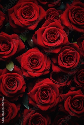A beautiful arrangement of red roses displayed on a table. Perfect for adding a touch of elegance to any space