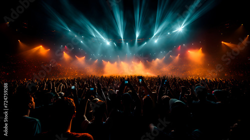 Wallpaper Mural Silhouettes sways to the rhythm of the song at the lively concert, Generative AI Torontodigital.ca