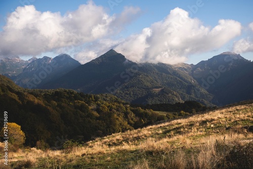 Autumn landscape among the mountains in Lessinia (Italy)