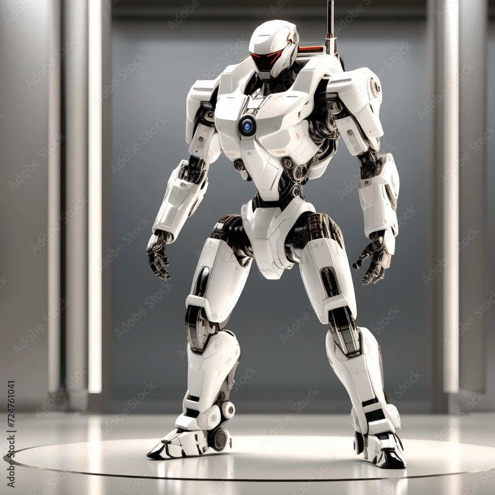 3d rendering humanoid robot standing in empty space. Futuristic concept