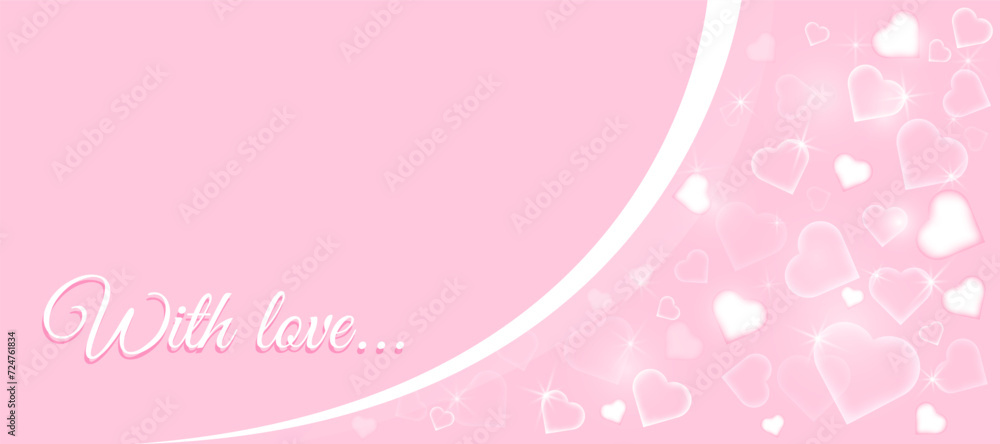 pink banner with love. delicate pink colors, background for website, print, postcard and your design