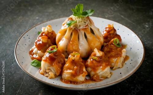 Capture the essence of Siomay in a mouthwatering food photography shot photo