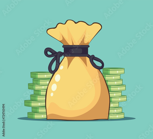 bag of money with coin vector illustration