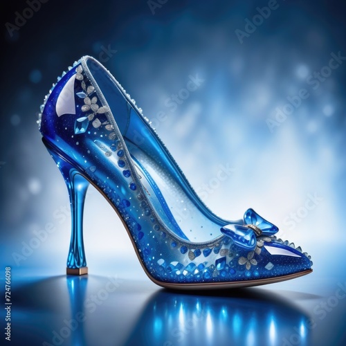 Cinderella story from the perspective of the blue glass shoe by ai generated
