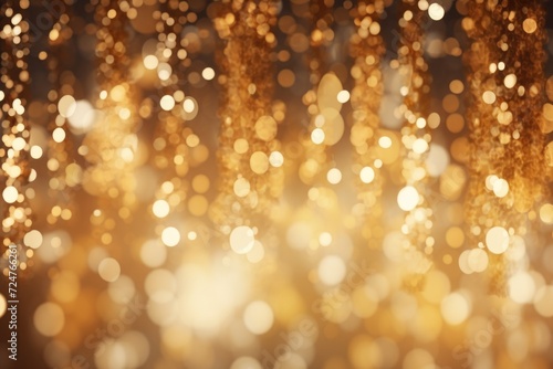 Blurry image of gold lights in a dark room. Can be used to create an atmosphere of mystery or for abstract backgrounds