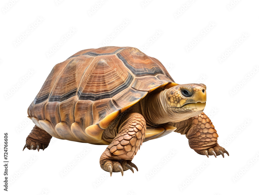 Calm Turtle Slowly Walking, isolated on a transparent or white background Calm Turtle Slowly Walking, isolated on a transparent or white background