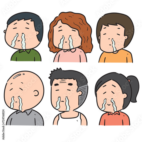 vector set of runny nose people