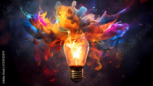 creative light bulb exploding with colorful paint is a powerful symbol of innovation 
