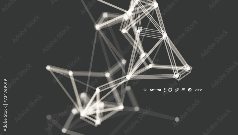 3d connection structure. Futuristic technology style. Vector illustration for science, chemistry or education.