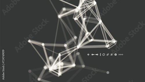 3d connection structure. Futuristic technology style. Vector illustration for science, chemistry or education.