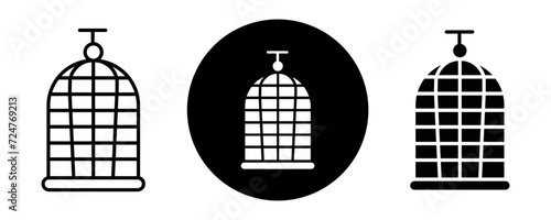 Bird cage outline icon collection or set. Bird cage Thin vector line art