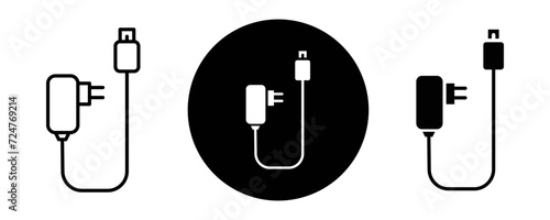 Charger outline icon collection or set. Charger Thin vector line art