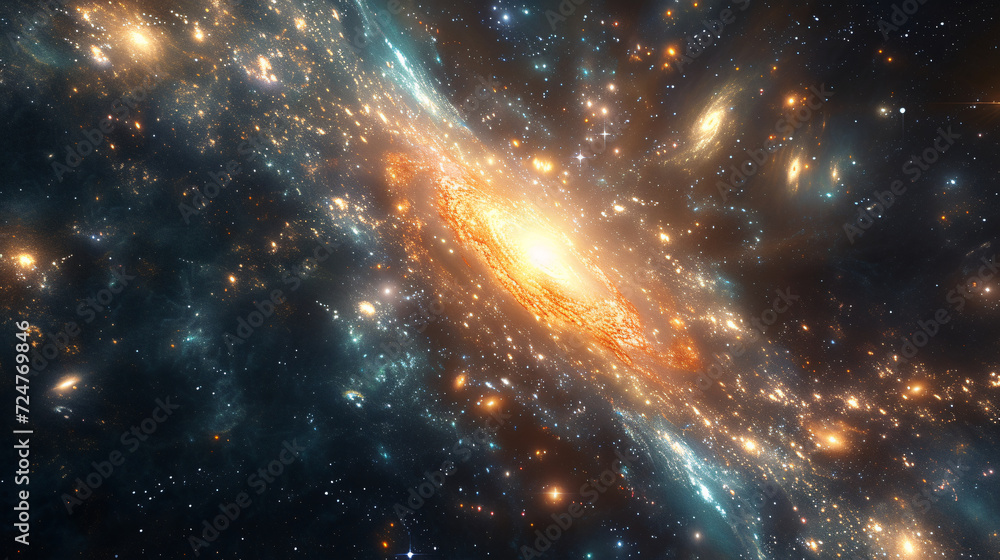 Cosmic Scene, Illuminated by a Spectrum of Mesmerizing 3D Glow. Cosmic Scene, Illuminated by a Spectrum of Mesmerizing 3D Glow.