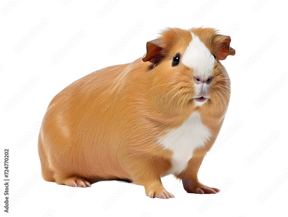 Fototapeta premium Chubby Guinea Pig, isolated on a transparent or white background
