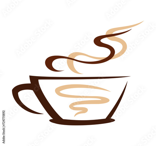 Stylized cup of coffee vector illustration. Isolated on white background.