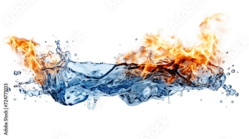 Close-up view of fire and water juxtaposed on a white background. Versatile image suitable for various uses