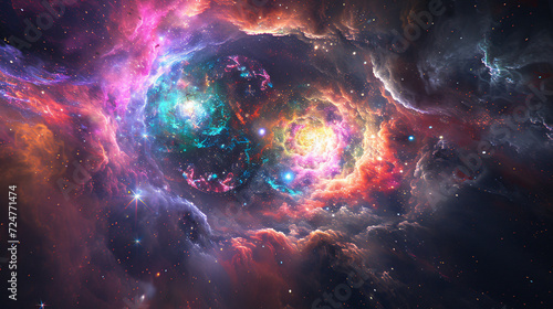 Beauty of a Cosmic Scene  Painted with a Spectrum of Radiant 3D Glow.