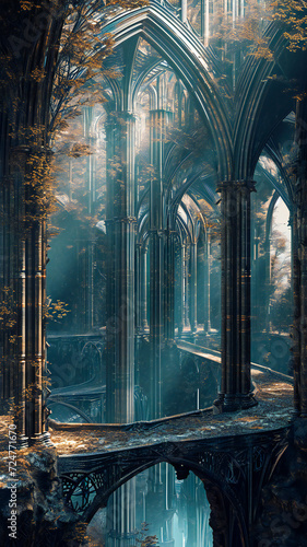 Fantasy architecture concept of gothic arch structure