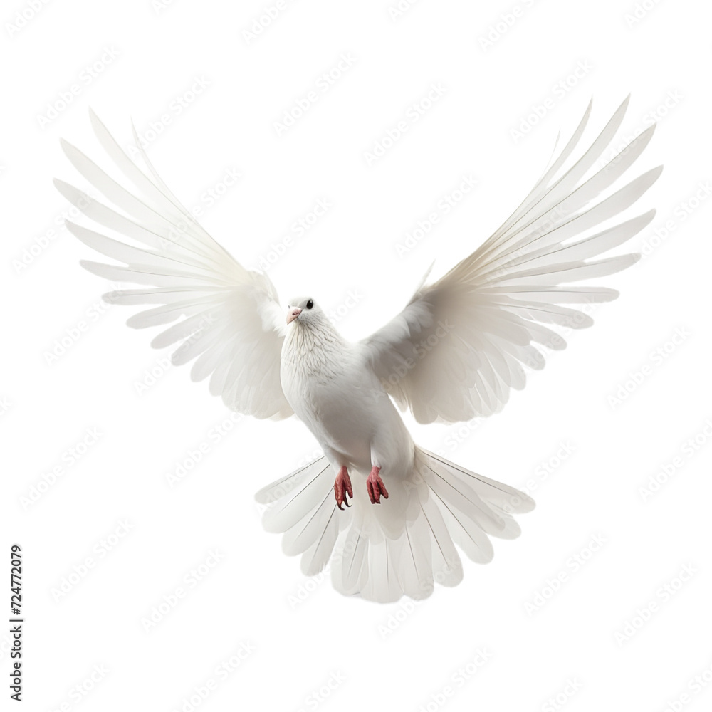 Obraz premium A white dove of the peace isollated on the transparent background .