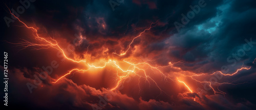 Thunderstorm spectacle with dramatic lightning display. 