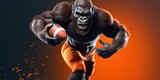 A gorilla running with a football in his hand. Perfect for sports and animal-themed designs
