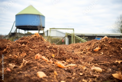 cow manure compost heap on a dairy farm