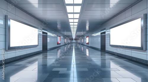 public shopping center mall or business center advertisement board space as empty blank white mockup signboard with copy space area