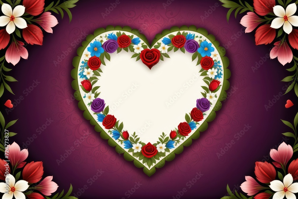 Valentine's Day Celebration Featuring a Heart Crafted from Vibrant Flowers by ai generated
