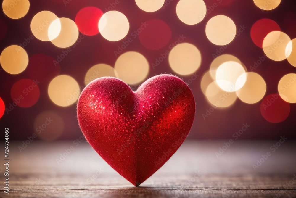 Valentine's Day Greeting Card with Red Heart on Bokeh Background by ai generated Valentine's Day Greeting Card with Red Heart on Bokeh Background by ai generated