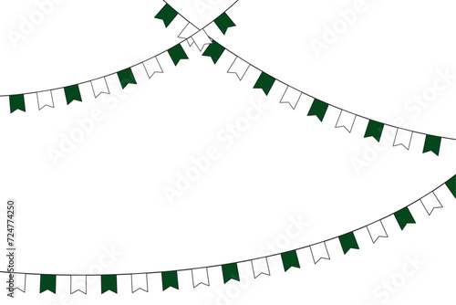 party flags of pakistan festival on  white background. 23rd of march pakistan national day celebration.