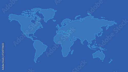 Outline silhouette of a world map. Pacific Ocean  Geographic map  World map  Globe. Vector