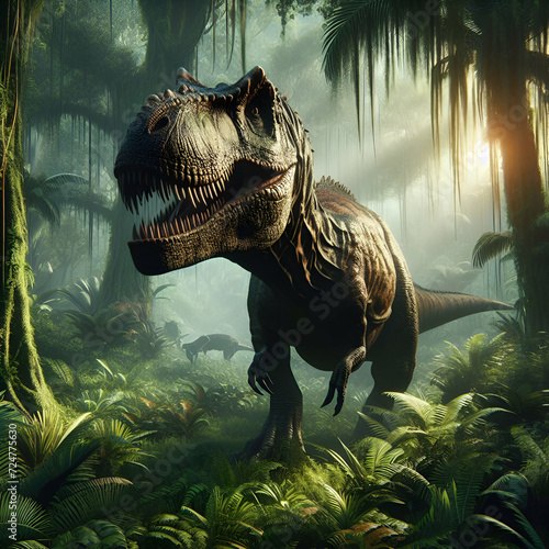 tyrannosaurus rex dinosaur in the jungle 