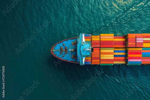 Global Shipping: Aerial View of International Container Vessel © Andrii 
