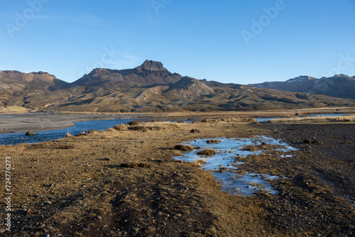 Mountains and a fjord  Hafnarholmi  Iceland