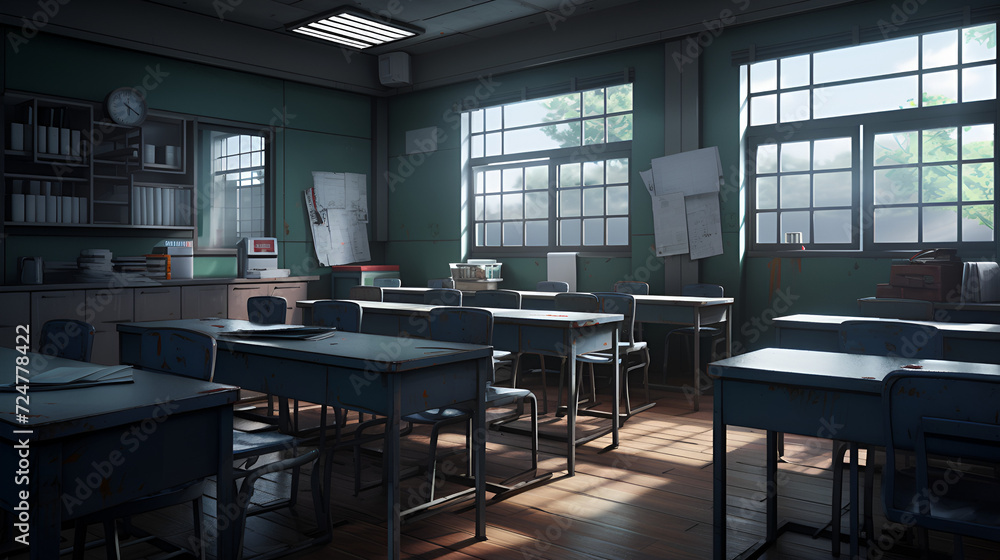 japanese anime school interior